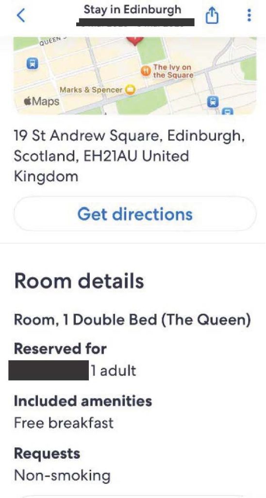 Hotel no hotel name no dates no payment details Redacted